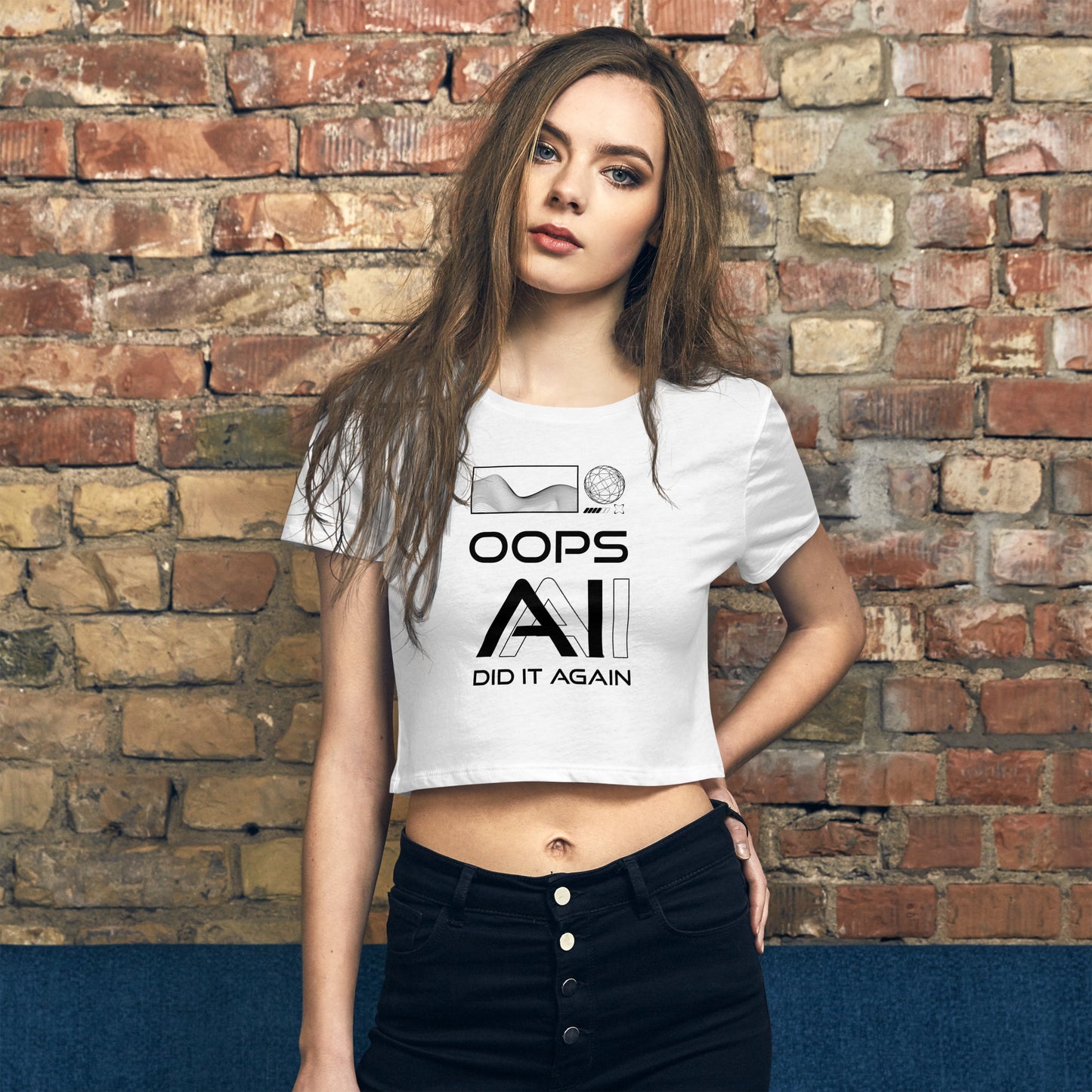 OOPS AI DID IT AGAIN - (White) Women’s Crop Tee